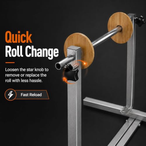 RKXKJ Bubble Wrap Roll Dispenser, Manual Bubble Cushioning Wrap Foam Holder, with Wooden Side Guides and Quick-Change Knobs, Positioning Baffle, for Warehouse Shipping and Moving Supplies 60cm