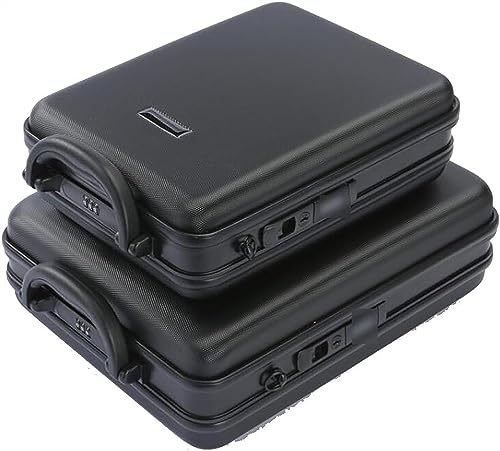 ABS Shoulder Password Box Vertical Portable Laptop Case Briefcase Document Case Medical Case Cash Suitcase（Color: Black） (Color : Black, Size : 15in)
