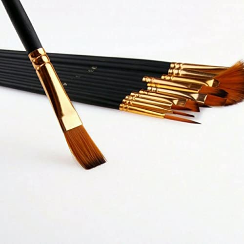 UOHLCX HBJWOV 12 / Set Nylon Hair Wooden Handle Water Color Painted Brush Pen Wash Scraper Acrylic Painting Art Coating Brush(D)