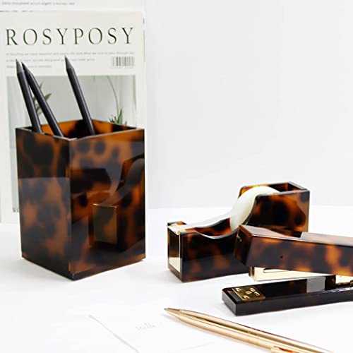 GTTBL Acrylic Desk Staplers Small Leopard Gold Stapler Portable Desktop Stapler for Desk Stationery Set Office Utility Binding Supplies