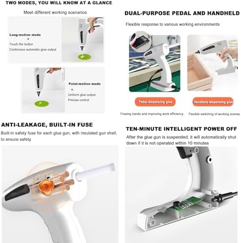 Hot Melt Glue Gun, Pedal-Operated Automatic Glue Dispensing Machine, 11mm, 2 Modes, Smart Reflux Design, 3mm Glue Hole Diameter, Ideal for Line Operations