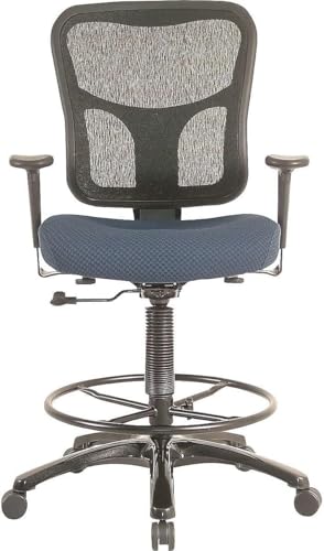 Tempur-Pedic TP8200C Fabric Drafting Stool with Backrest and Footrest with Lumbar Support, with Tempur Material, Cooling Gel Layer, Navy