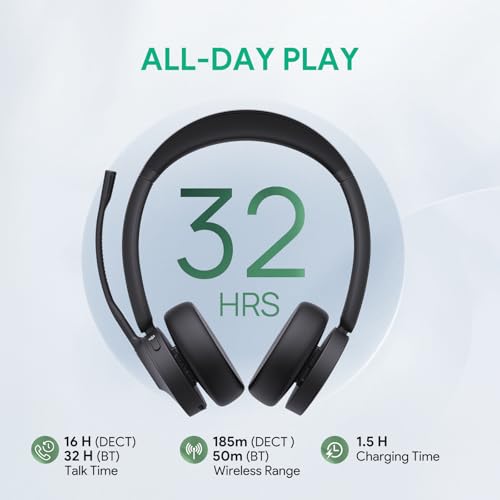 Yealink WH64 Dual DECT Bluetooth Wireless Headset for Phone PC Mobile Teams