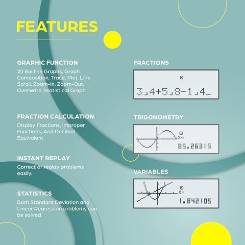 TOVO Scientific Calculator with Graphic Functions, 360+ Functions Graphing Calculator for Students, Large 3" Screen Multi-Mode Scientific Calculators for High School & College, TS-259