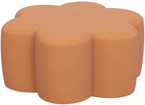 Low Stool Lightweight Footrest, Luxury Sofa Upholstered Footstool with High Elastic Foam Filling for Living Room Bedroom Office Stable (Orange)