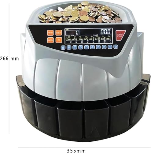 Electronic Coin Sorter, Commercial Coin Counter Machine with with LED Display, 8 Coin Bins, 216 Units/min and Supports Counting and Sorting, Add and Batch Mode, for Shop, Business.