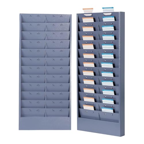 MAXXBUILD Wall Mount File Organizer, Metal Job Ticket Holder with 11/22 Adjustable Pockets, Durable & Versatile Hanging Wall Organizer for Office & Home - Grayblue