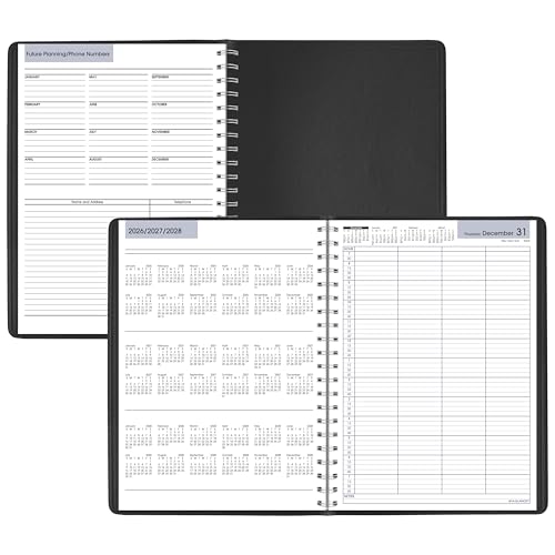 AT-A-GLANCE 2027 Appointment Book Planner, Daily Group Planner, 8" x 11", Four Person, Quarter-Hour, DayMinder, Black (G5600027)
