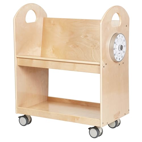 Back2School Express Mobile Wooden Book Cart with Countdown Timer, Natural