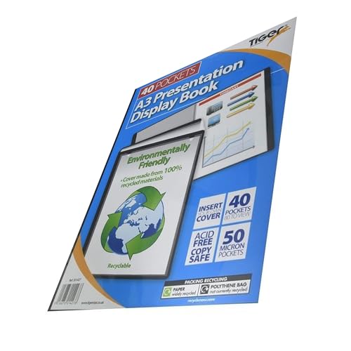 Tiger Presentation Display Book A3 10 Pockets Black Folio