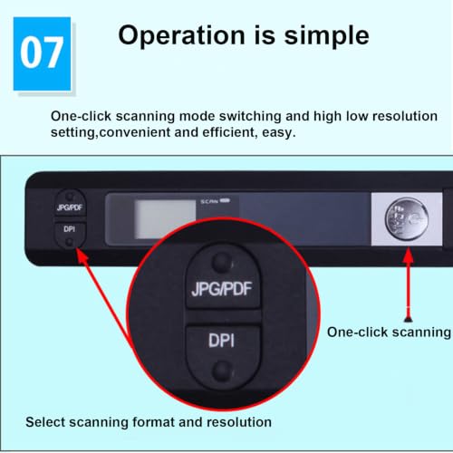 Document Scanner, Portable A4 Document Scanner with 300/600/900 Dpi Resolution, Jpg/pdf, LCD Screen for Mobile Office Green