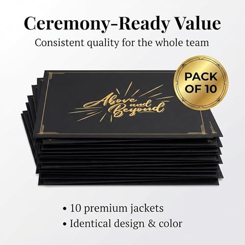 PaperDirect Above and Beyond Certificate Jackets, 9 Inches x 12 Inches Folded, Black with Gold Foil, Certificate Cover for School, Work, Diplomas, Graduation & Awards, Certificate Holder, 10 Count