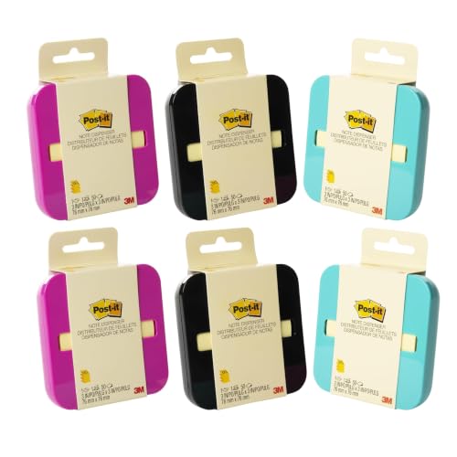 Post-It Pop-Up Note Fashion Dispenser, Assorted Colors (6 Pack)