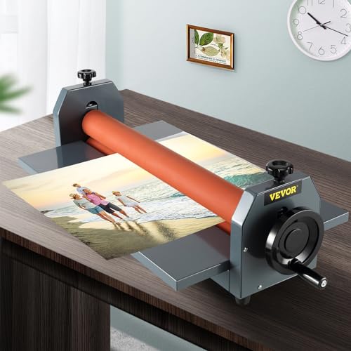 VEVOR 29.5 Inch Cold Laminator Machine 10mm Manual Vinyl Photo Film Cold laminator Hand Crank Pressure Cold Roll laminator(29.5 Inch)