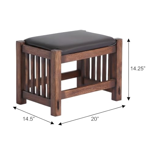 Starlight Canyon Home Solid Wood Foot Stool with Spindle Legs, Small Ottoman Footrest Hassock for Living Room or Couch Use, Walnut