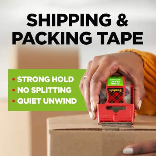 Scotch Sure Start Packing Tape, 1.88 in. x 25 yd Rolls, 6 Pack