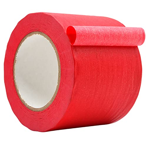WOD Colored Masking Tape, Red, 4 inch x 60 yds. Colorful Teacher Painters Tape for Fun DIY Art & Crafts, Lab Labeling, Writable & Classroom Decorations