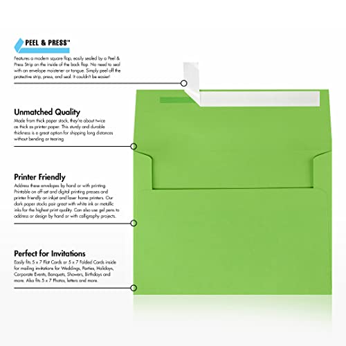 LUXPaper A7 Invitation Envelopes | Peel & Press | 5 1/4" x 7 1/4" | Limelight Green | 80lb. Text | 500 Qty
