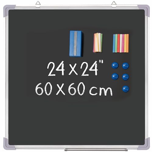 Chalkboard Set 24x24 in, Magnetic Chalk Board with Chalk, Eraser & Magnets