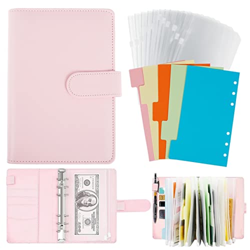 MJNHBGX A6 Ring Binder A6 Cash Budget Binder Pu Leather Loose-Leaf Notebook Binder 6-Ring Cash Envelope System Budget Binder for Money Receipt Coupon A6 Binder，France