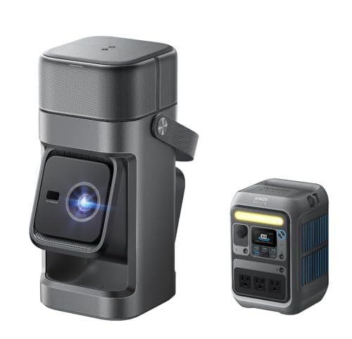 soundcore Nebula P1 GTV Projector with Anker Solix C300 Power Station, 650 ANSI Lumens, 1080P, 20W 2.0 Surround Sound, Dolby Audio, Built-In Gimbal, Auto Adjust, Portable with Carry Handle