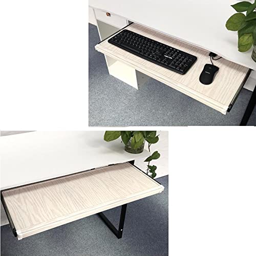 JIQHOHX Under Desk Keyboard Drawer Pull Out Keyboard Platform Ergonomics Tray Keyboard Stand Slide Keyboard Tray 21"/27" Shelves Extension Table (Yellow Oak 68 * 29cm)