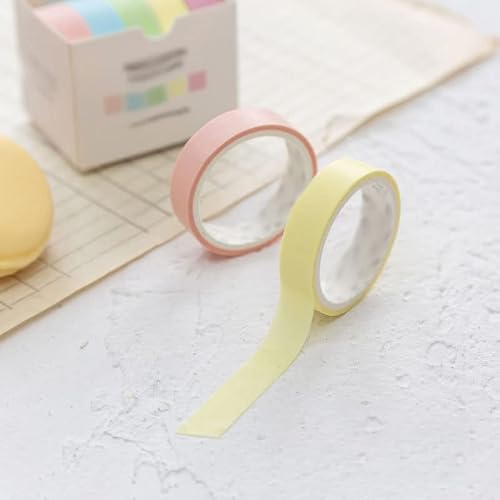 VIAENKFG Macaron Solid Color Washi Tape Set Decorative Adhesive DIY Scrapbooking Sticker Label