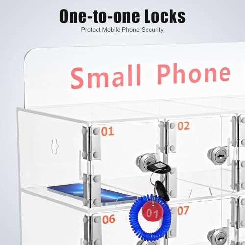 PerCbynne Cell Phone Locker for Classroom, 20 Slots Acrylic Phone Pocket Chart Storage Organizer, Wall-Mounted Classroom Telephone Storage for Office Conference Rooms