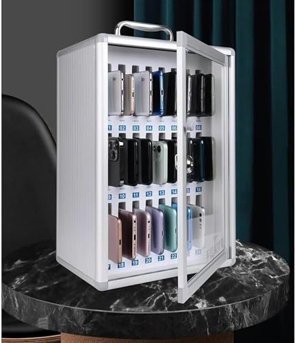 Pocket Chart Cell Phones Storage Cabinet, Alloy Clear Cell Phones Storage Cabinet for Office Classroom The Phone Lock Box Cell Phone Holder (Color : Silver, Size : 12)-1
