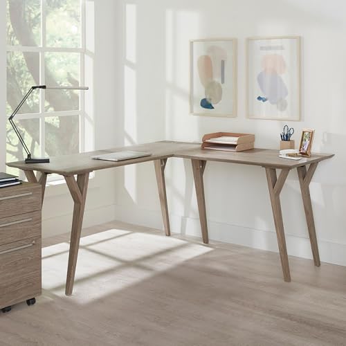 Realspace® Trezza 62" W L-Shaped Computer Desk, Light Oak