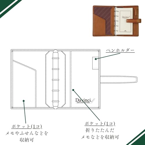 Raymay Fujii DPM3037B Personal Organizer, Davinci, Standard, Mini 5 Size, 0.4 inch (11 mm), Ring, Black