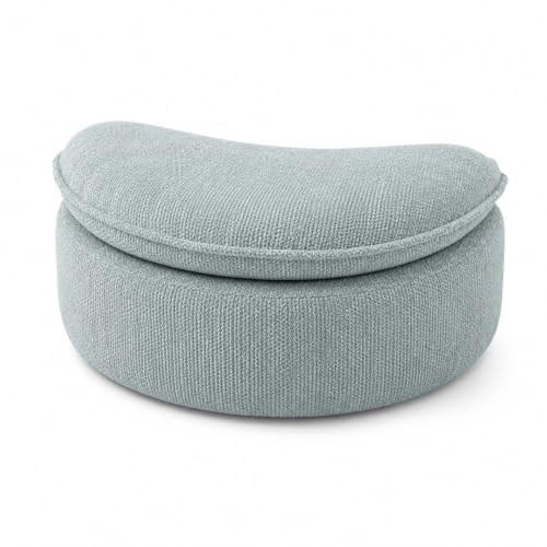 HOYOC Plush Ottoman Foot Rest, Upholstered Pouf Foot Stool with Soft Polyester Fabric, No Assembly Footrest Pedal for Couch, Sofa, Living Room, Bedroom & Office,Blue Gray