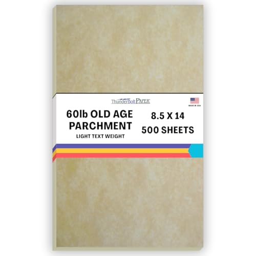 500 Old Age Parchment 60# Text (=24# Bond) Paper Sheets - 8.5" X 14" (8.5X14 Inches) Legal|Menu Size - 60 lb/Pound is Not Card Weight - Vintage Colored Old Parchment Semblance