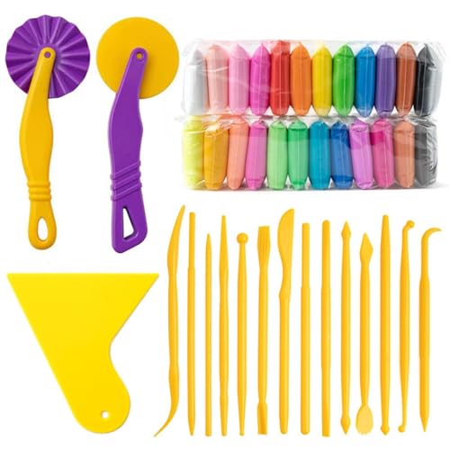 QVEZPRYX Clay Stone Plastic Tools 41 Sets of Kindergarten Children Hand-Made Colorful Space DIY Toys
