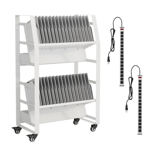 32 Device Chromebook Charging Cart with Mobile Storage and Cable Management