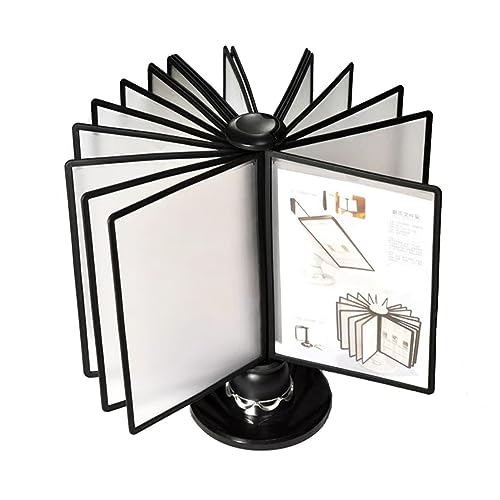 CIRONI Rotating Desk Reference Organizer - Deluxe Catalog Display Rack, 20 Double-Sided Panels, File Organizer for Desk, A4 Letter-Size, for Dining Room Display Product Price List