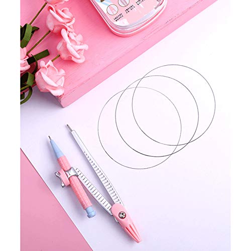 Math Compass Professional Compass Kit with Small Pencil, Precision Locking Divider, Ideal for Drawing Circles, Student's Compass Kit (Pink) Compass Set