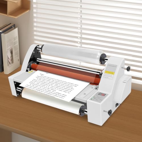 V350 Hot Cold Roll Laminator 110V Adjustable Digital Display Single & Dual Sided Laminator Electronic Temperature Control Laminating Machine 13.78inch Laminating Width