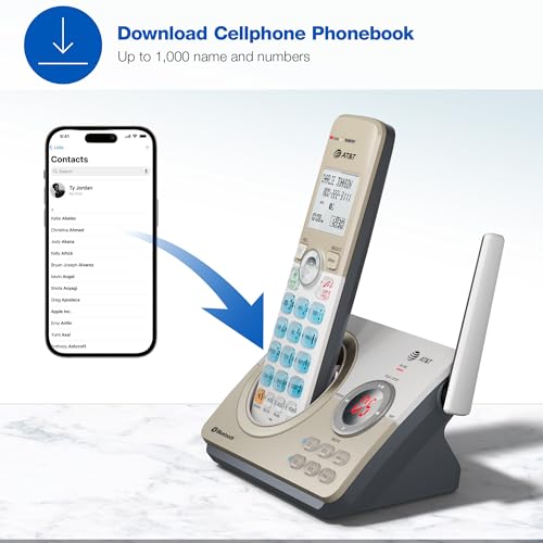 AT&T DECT 6.0 Cordless Phone, 4-Handset – Smart Call Blocker, Bluetooth Connect to Cell, Answering Machine, 1.8" Backlit Display | DL72419