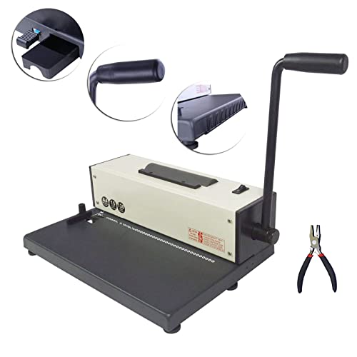 INTBUYING 110V 46 Holes Electric Spiral Coil Binding Machine, 4:1 Binder Electric Coil Inserter with 1pc Cutting Spiral Coil Plier for 3mm 5mm 7mm Pitch Size