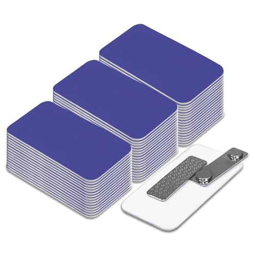 Name Tag/Badge Blanks - 100 Pack - 1-1/2" X 3" (Blue) Round Corners, Magnetic Backing