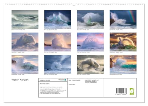 Wellen Concert (High-Quality Premium Wall Calendar 2026 DIN A2 Landscape), Art Print in High Gloss, Waves at Sea Storms in the Mediterranean Sea