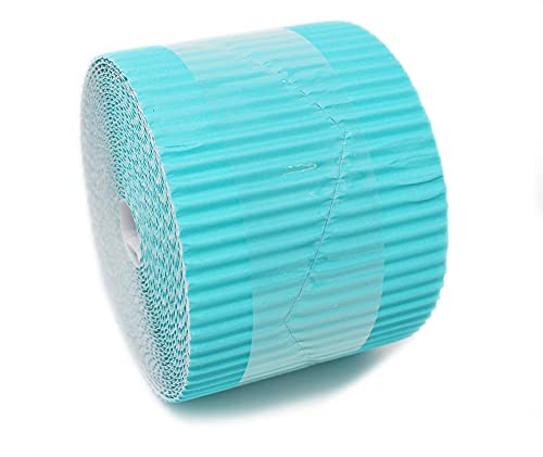 Bright Ideas Arts and Crafts Corrugated Border Rolls for School Displays 6 Pack, 6 x 10cm x 7.5m Ziz-Zag, Black, Yellow, Emerald, Red, Blue, Bright Blue