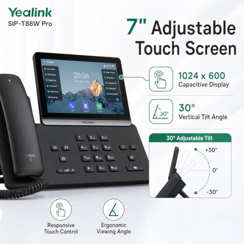 Yealink SIP-T88W Pro VoIP Phone with 7" Touchscreen & BT Handset