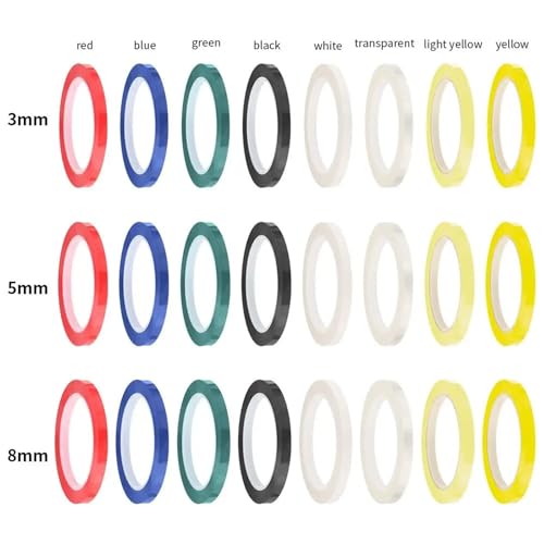 Whiteboard Pinstripe Tape 20Roll 3/5/8mm Length 66M Desktop Positioning Tape Marking Whiteboard Color Discrimination Drawing Grid Line(Transparent,3mm)