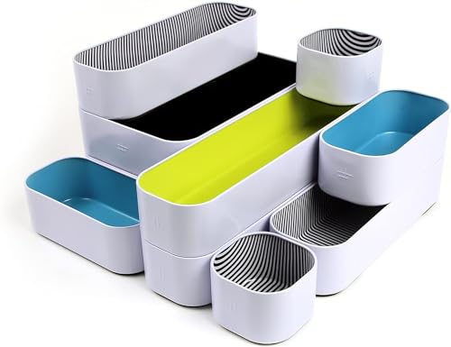 Three by Three Seattle Metal Drawer Organizer Tray Set, 10-Pc (Assorted)