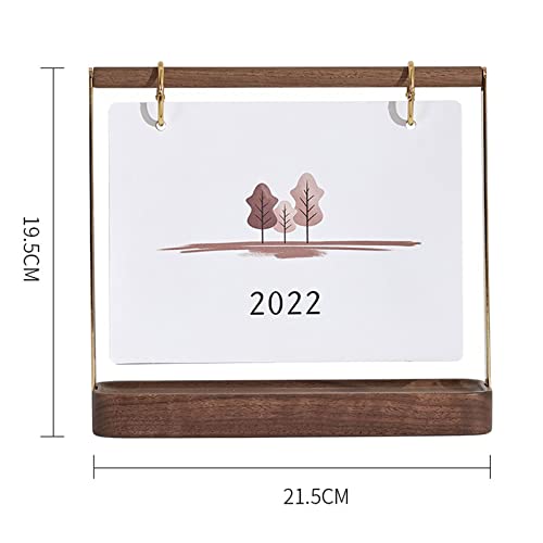 2022 Calendar Wooden Desk Calendar 2022 Creative Calendar Desktop 2022 Desktop Calendar Desk Accessories Standing Flip Desk Calendar (Color : 2) (1)