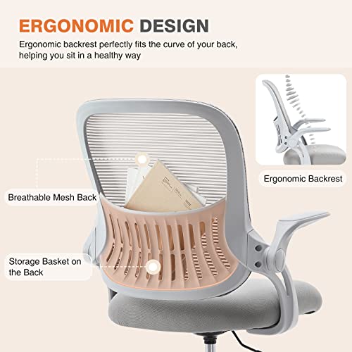 Sweetcrispy Home Office Chair, Mesh Office Chair, Lumbar Support, Grey