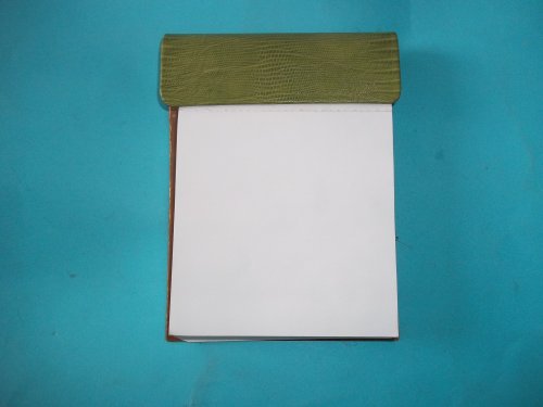 Madison Signature Leather Desk Memo Holder 4" x 6" Memo Paper Included (Light Green)