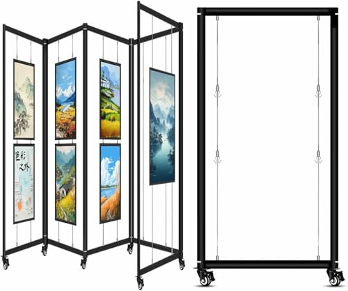 XDRGOOIUY Movable Folding Display Rack For Painting Exhibition, Freestanding Photography Display Stand, Metal Advertising Shelf Rack Billboard For Art Gallery, Craft Fair, Booth